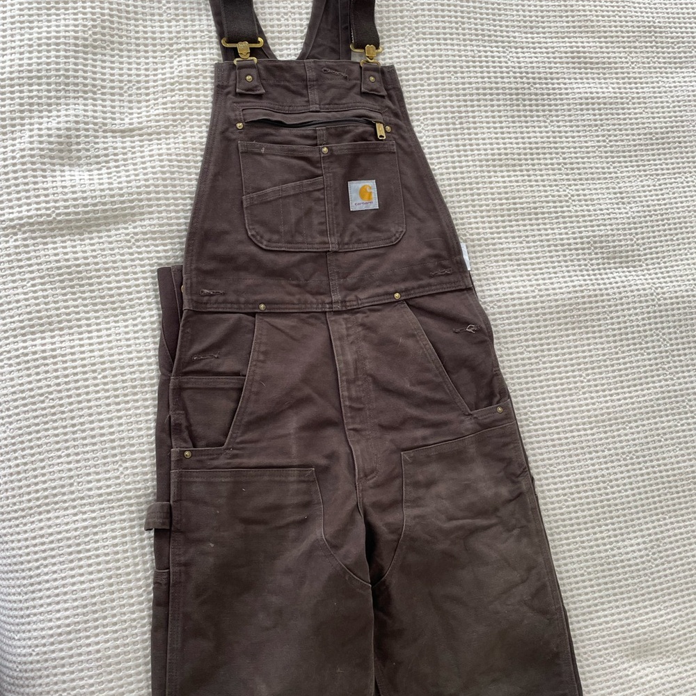 Worn Carhartt Dark Brown Work Overalls